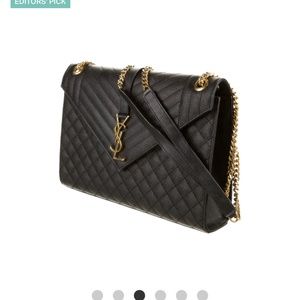 YSL ENVELOPE LARGE BAG IN MIX MATELASSÉ GRAIN DE POUDRE EMBOSSED LEATHER